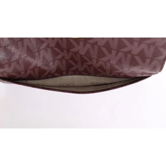 Michael Kors Jet Set Travel Wallet Fulton Purple Merlot Gold Logo Snap Foldover - Picture 6 of 10